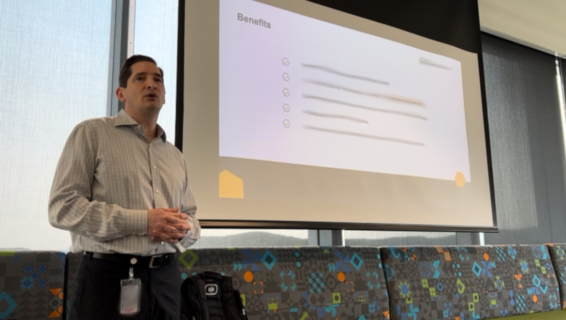 corporate speaker conducting training session