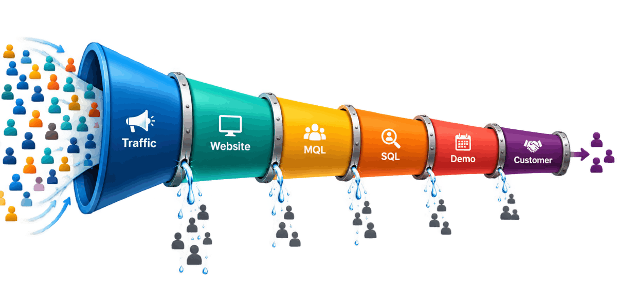 traffic funnel with multiple stages